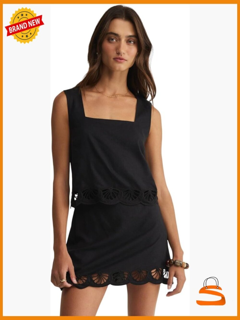 Women's Embroidered Square Neck Top